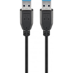 USB 3.0 SuperSpeed Kabel, hane till hane, svart