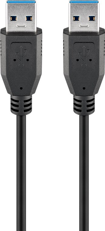 USB 3.0 SuperSpeed Kabel, hane till hane, svart (5 meter)