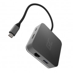 GreenCell Multiport USB-C hubb med USB-C, HDMI- (4K), USB 3.0 och Ethernet (GC-HUB2) PD87W