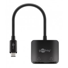 USB-C Multiport-adapter för två skärmar som speglar varandra, HDMI & DisplayPort