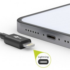 Goobay MFI-certifierad USB till lightningkabel i flera längder, svart