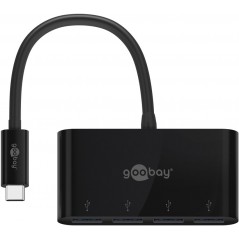 Goobay USB-C 4-portars USB-hubb med USB 3.0 svart