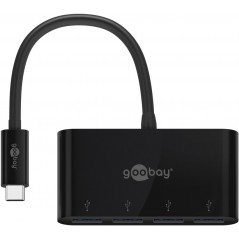 Goobay USB-C Multiport 4-portars USB-hubb med USB 3.0 svart