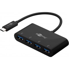 Goobay USB-C 4-portars USB-hubb med USB 3.0 svart