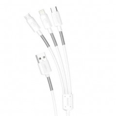 Laddningskabel 3-i-1 USB 2.0 till USB-C, Lightning och microUSB