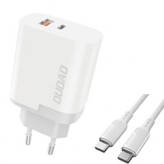 Dudao snabbladdande USB-C och USB-A strömadapter inkl 1m USB-C-kabel 22.5W