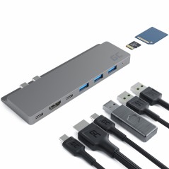 GreenCell 8-portars multiport 100W PD USB-C-hubb för MacBook Air och Pro