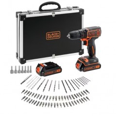 Black & Decker borrmaskin/skruvdragare med 2 batterier och ca 75 tillbehör