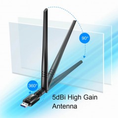 CUDY Trådlöst WiFi USB-nätverkskort med Dual Band 2.4GHz/5GHz 1300Mbps