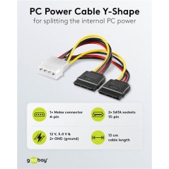 Strömadapter 4-pin Molex till 2x SATA-ström