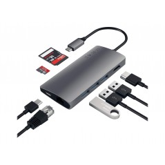 Satechi Multiport Dock USB-C-hubb 7-i-1 till USB-C/3xUSB 3.0/HDMI/LAN/microSD med stöd för 4K UHD