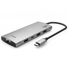 iiglo Multiport Dock USB-C-hubb 9-i-1 till 2xUSB-C/4xUSB/2xHDMI/LAN med stöd för 2 skärmar (4K 60Hz)