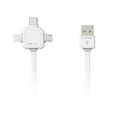 Laddkabel 3-i-1 med USB-C, Lightning och microUSB