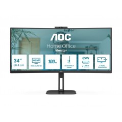 AOC CU34V5C 34" (3440 x 1440) Välvd ultrabred skärm med USB-C PD 65W och högtalare