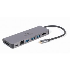 USB-C 7-i-1 Multiport till HDMI/3xUSB 3.0/LAN/SD-kort/USB-C-adapter 100W PD 4K@30Hz 2K@60Hz