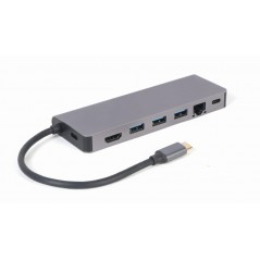 USB-C 7-i-1 Multiport till HDMI/3xUSB 3.0/LAN/SD-kort/USB-C-adapter 100W PD 4K@30Hz 2K@60Hz