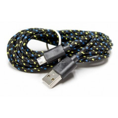 Flätad MicroUSB-kabel i Svart eller Lila